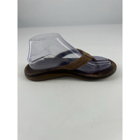Chaco Flip Flop Shoes Womens Brown Leather Comfort Slip-On Thong Sandal Size 8 - Picture 3 of 7
